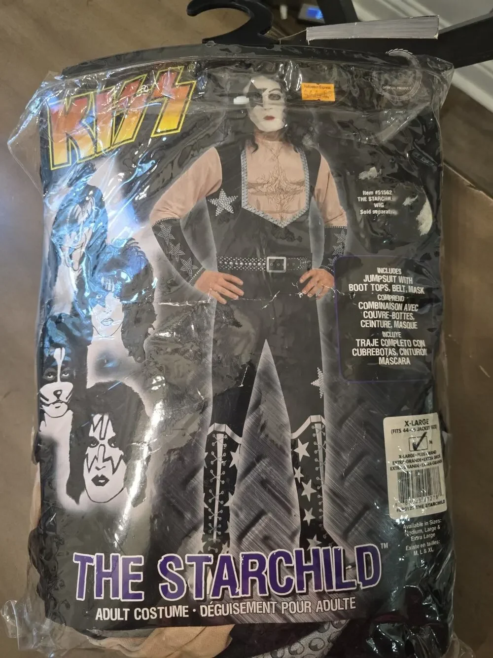 Official KISS Adult XL 44-46 Jacket Size PAUL STARCHILD COSTUME Suit/Wig ONLY